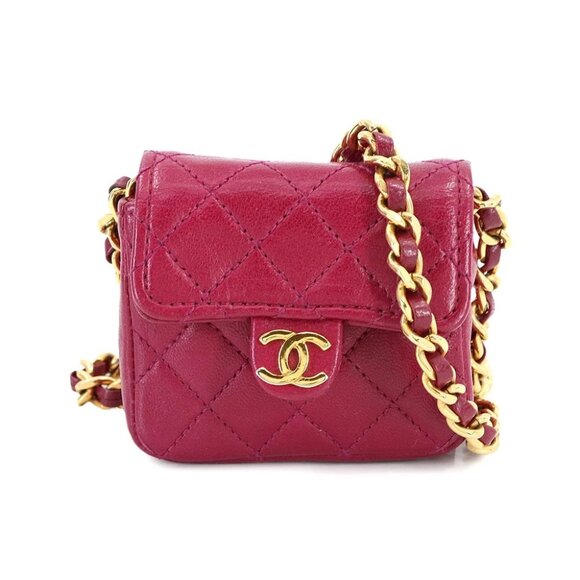 CHANEL Minimini Matelasse Chain Shoulder Bag Leather Red Purse 90276921 - Picture 1 of 10